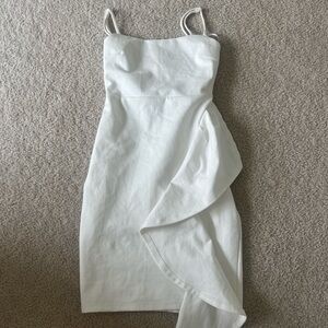 Lulu's White Asymmetrical Sheath Dress Spaghetti Strap